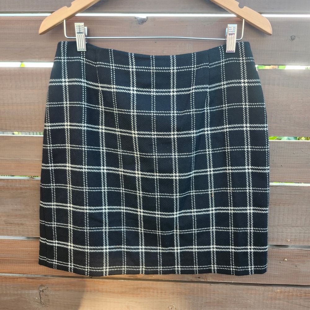 Vintage Wool Mini Skirt Petite Sophisticate Black Plaid Schoolgirl Y2K Size 8/10